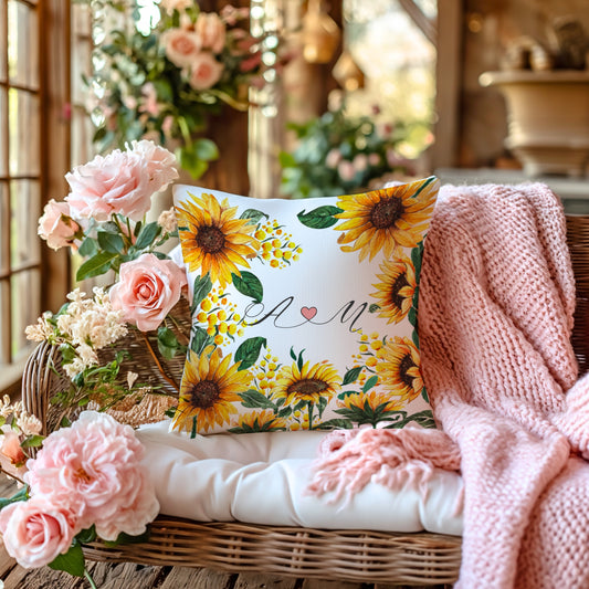 Personalized Cushion Cover 40cm x 40cm – Custom Design Sun Flowers