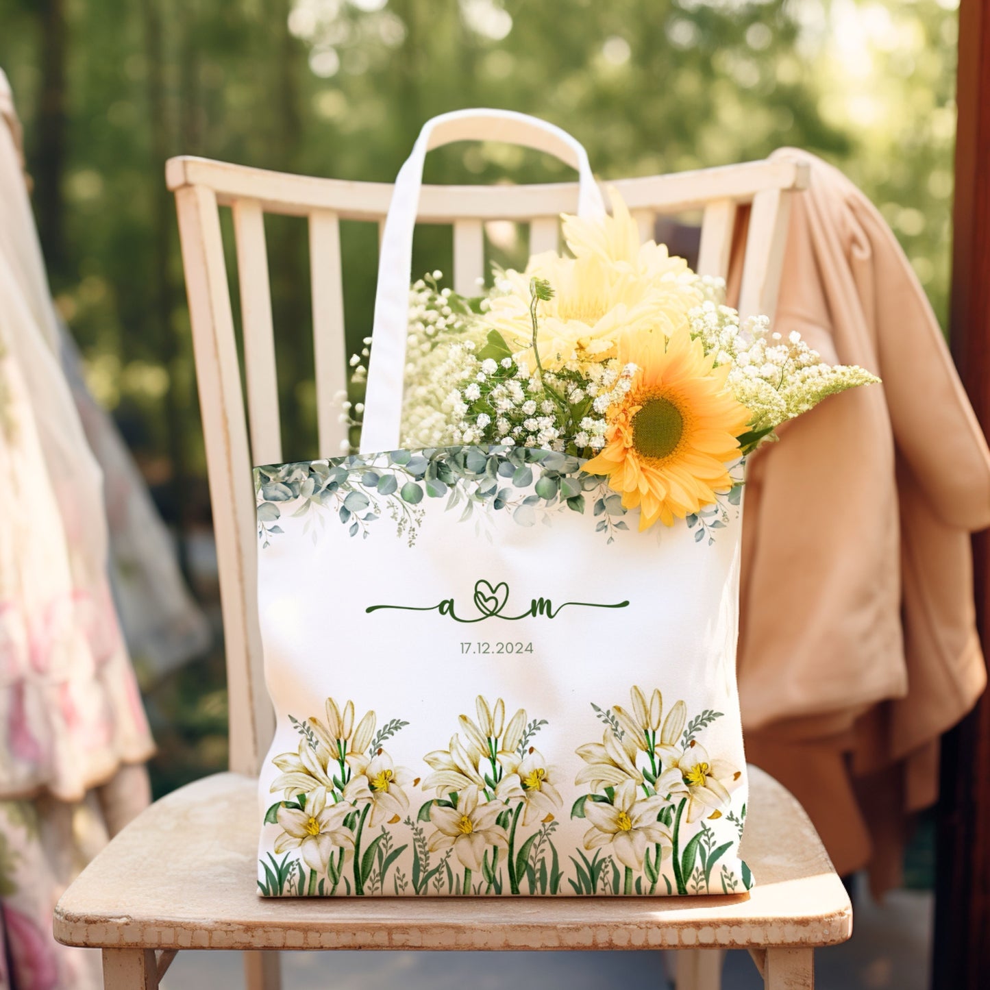 Tote bag White Flowers