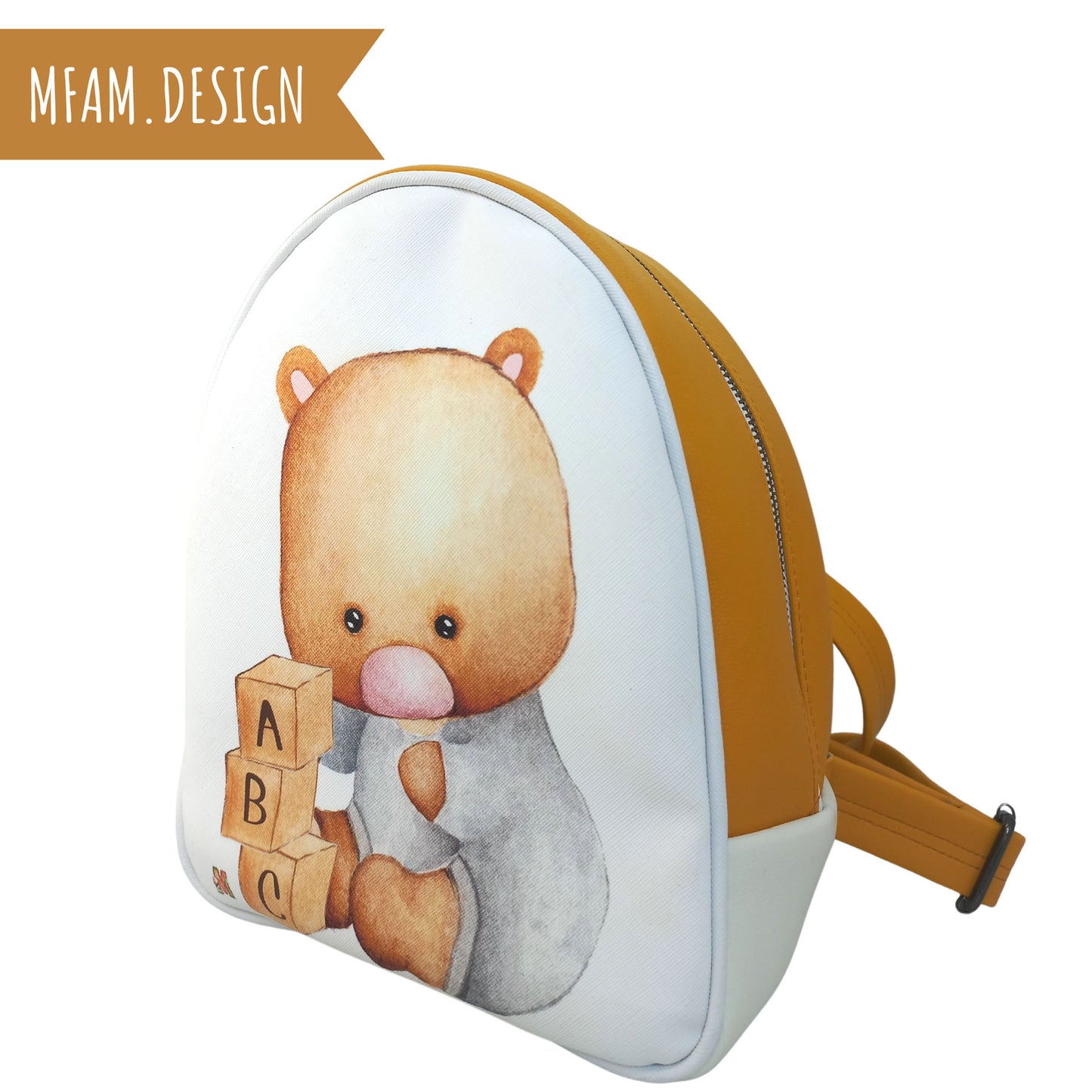 BEAR PLAYS BRICK LEATHER BACKPACK FOR KIDS