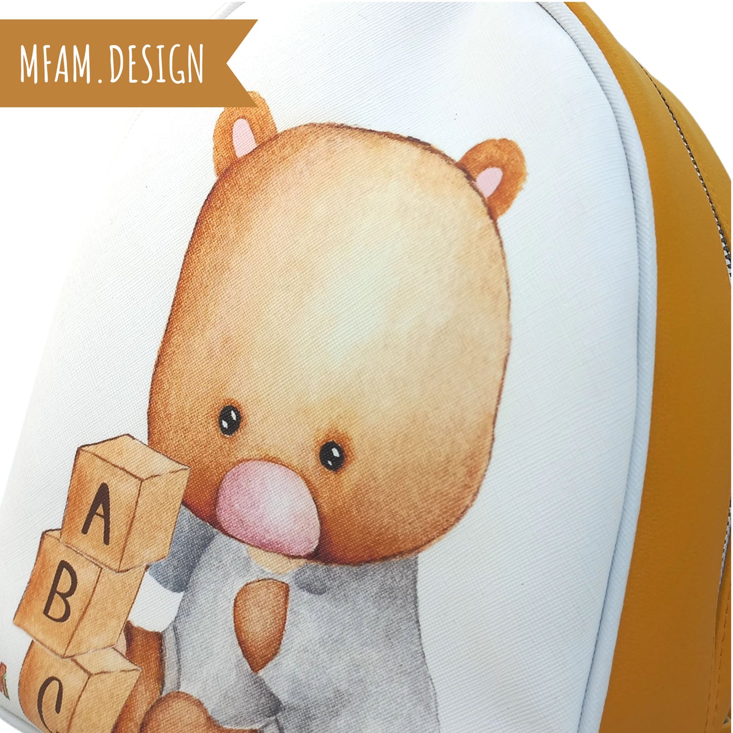 BEAR PLAYS BRICK LEATHER BACKPACK FOR KIDS