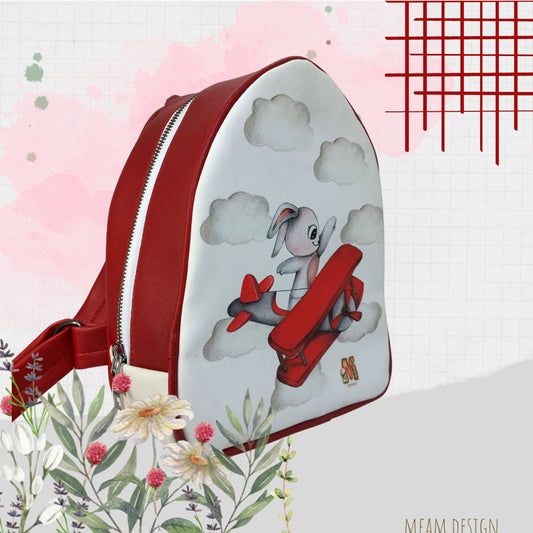 BUNNY AEROPLANE LEATHER BACKPACK FOR KIDS