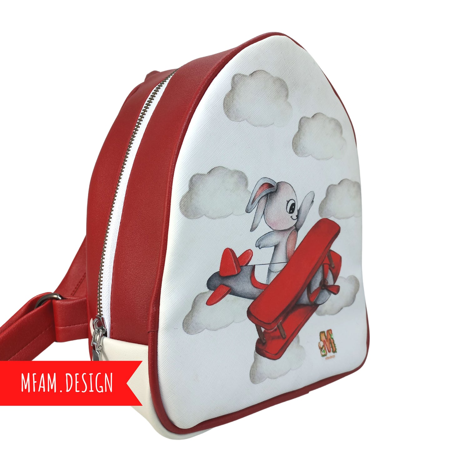 BUNNY AEROPLANE LEATHER BACKPACK FOR KIDS