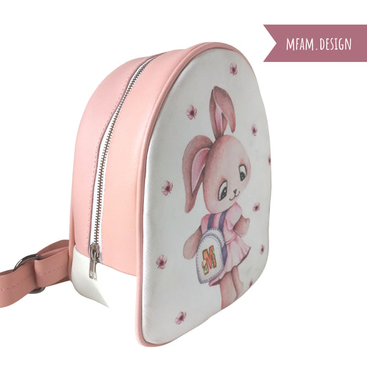 BUNNY GOES TO SCHOOL LEATHER BACKPACK FOR KIDS