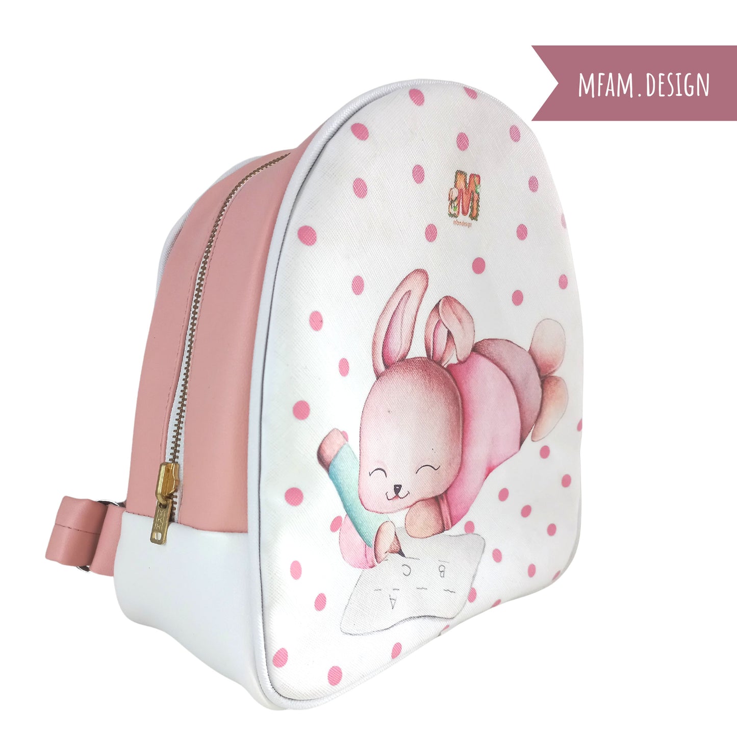 BUNNY LOVES WRITING LEATHER BACKPACK FOR KIDS